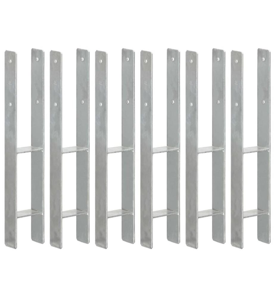 Piquets de clôture 6 pcs Argenté 9x6x60 cm Acier galvanisé