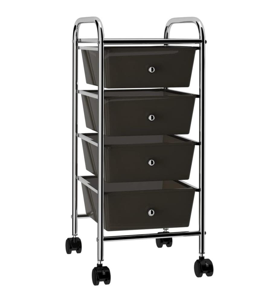 Schubladenwagen mit 4 Schubladen Schwarz Kunststoff
