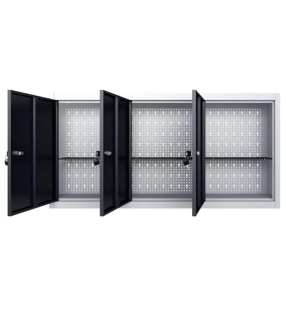 Armoire à outils murale Style Industriel Métal Gris et noir