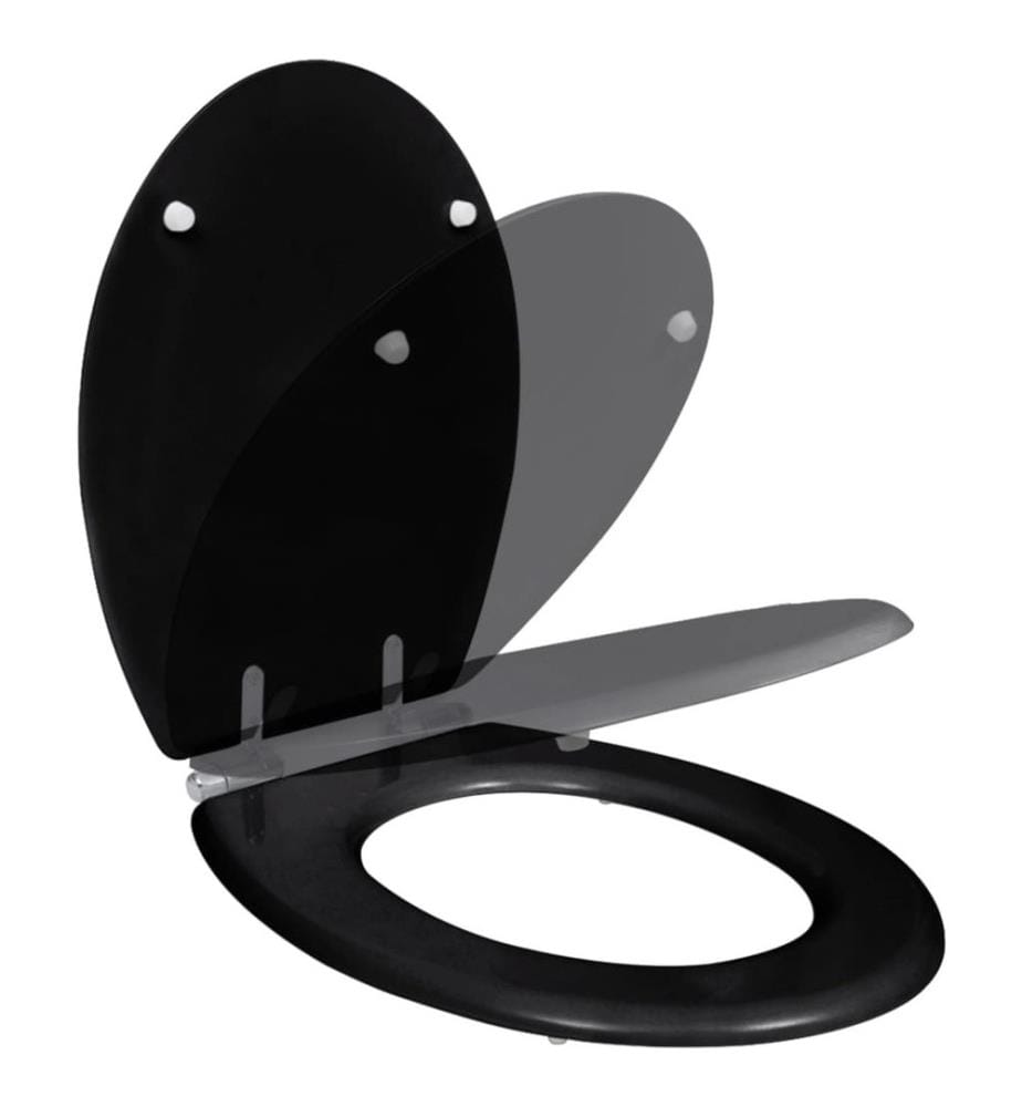Siège de toilette MDF Couvercle à fermeture en douceur Noir