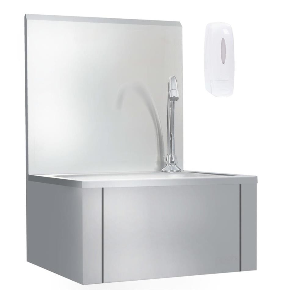 Lavabo de lavage avec robinet et distributeur de savon Inox