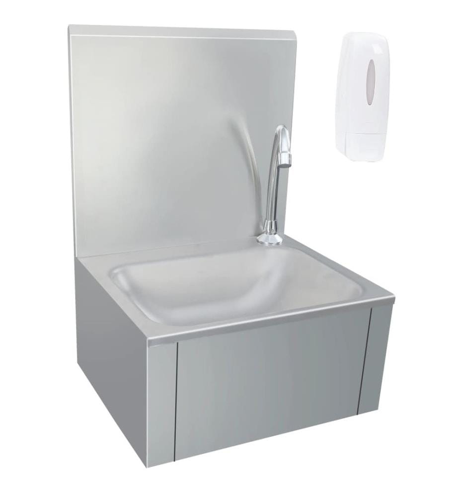 Lavabo de lavage avec robinet et distributeur de savon Inox