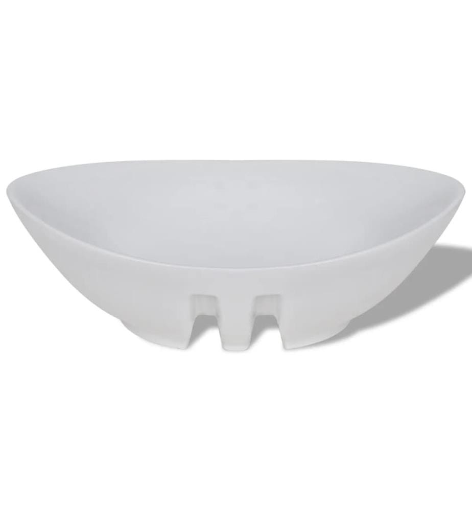 Keramik Waschbecken Keramikspülen Überlauf Oval 59 x 38,5 cm