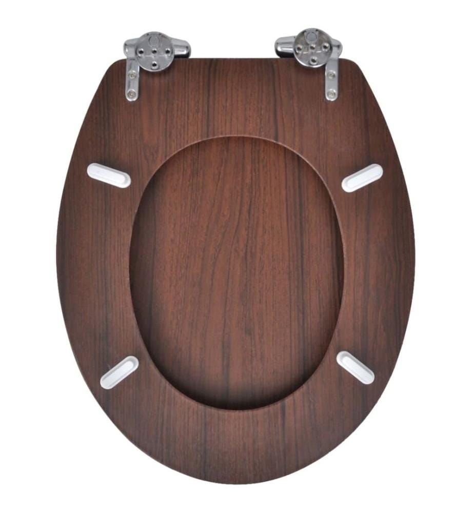 Siège de toilette MDF Couvercle à fermeture en douceur Marron
