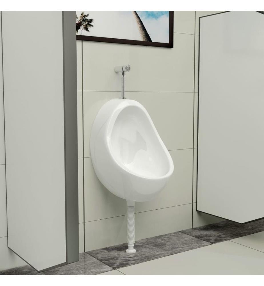 Wandurinal mit Spülventil Keramik Weiss