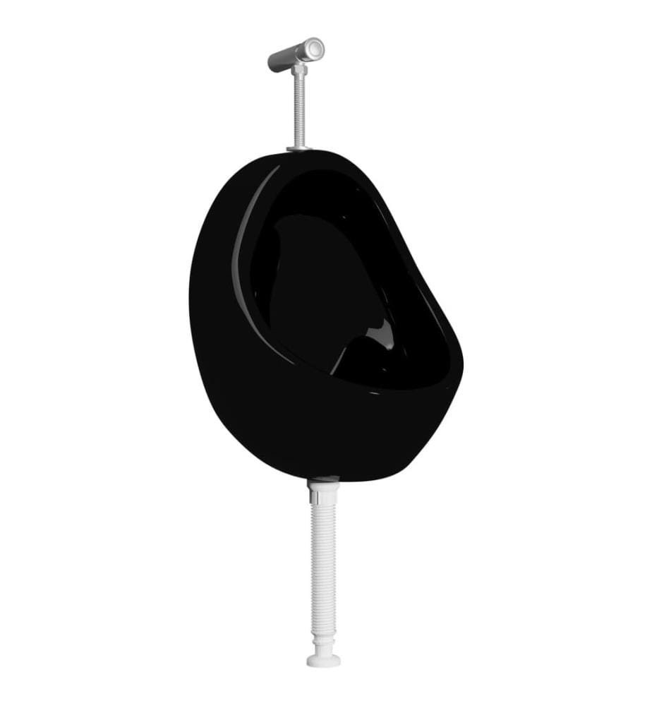 Wandurinal mit Spülventil Keramik Schwarz