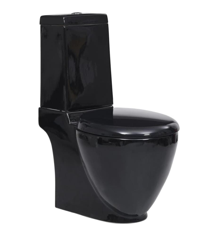 WC Keramik-Toilette Badezimmer Rund Senkrechter Abgang Schwarz