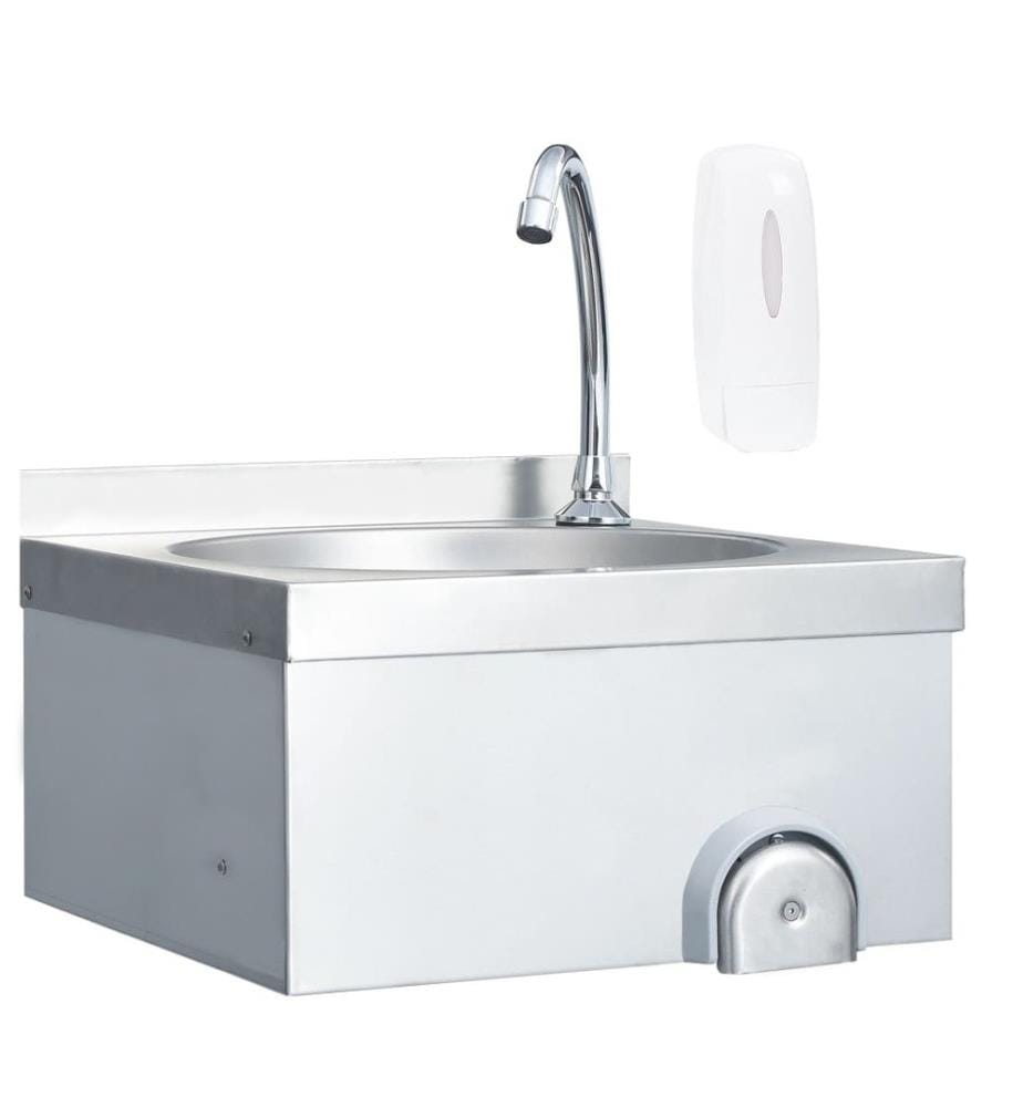 Handwaschbecken mit Wasserhahn und Seifenspender Edelstahl
