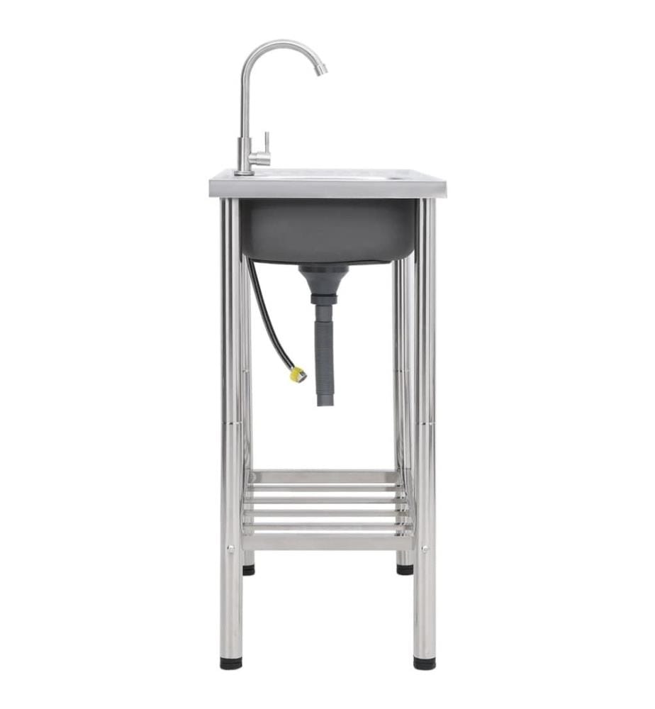 Évier de camping Seul lavabo avec robinet Acier inoxydable
