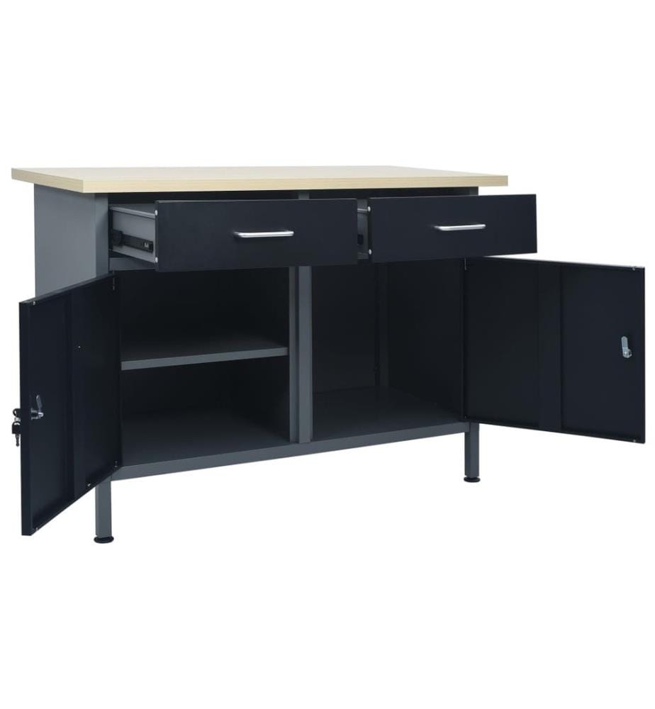 VidaXL Werkbank-Set 7-teilig - Stabile Werkbank Mit Schränken Für Garage & Werkstatt