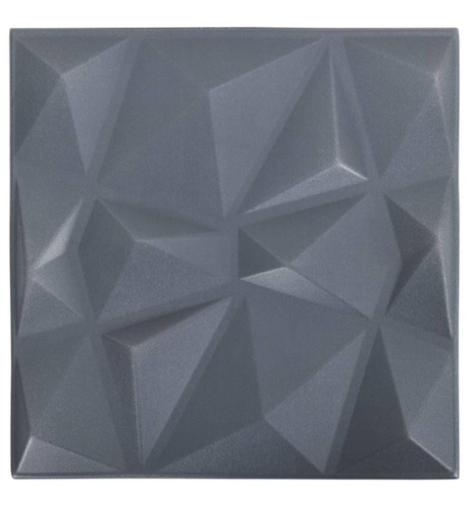 3D-Wandpaneele 24 Stk. 50x50 cm Diamant Grau 6 m²