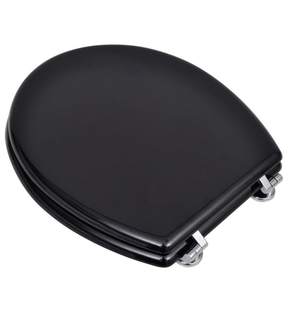 Siège de toilette avec Couvercle MDF Design simple Noir