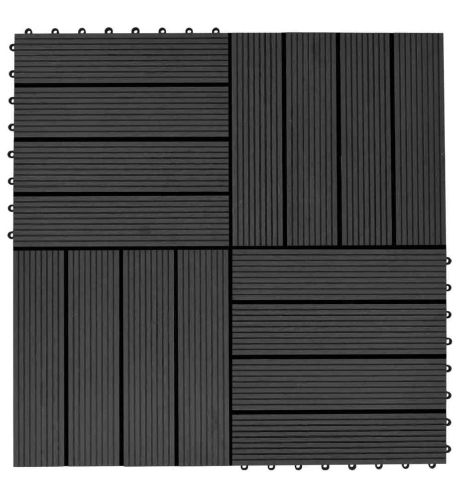 Terrassenfliesen 11 Stück WPC 30 x 30 cm 1 qm Schwarz