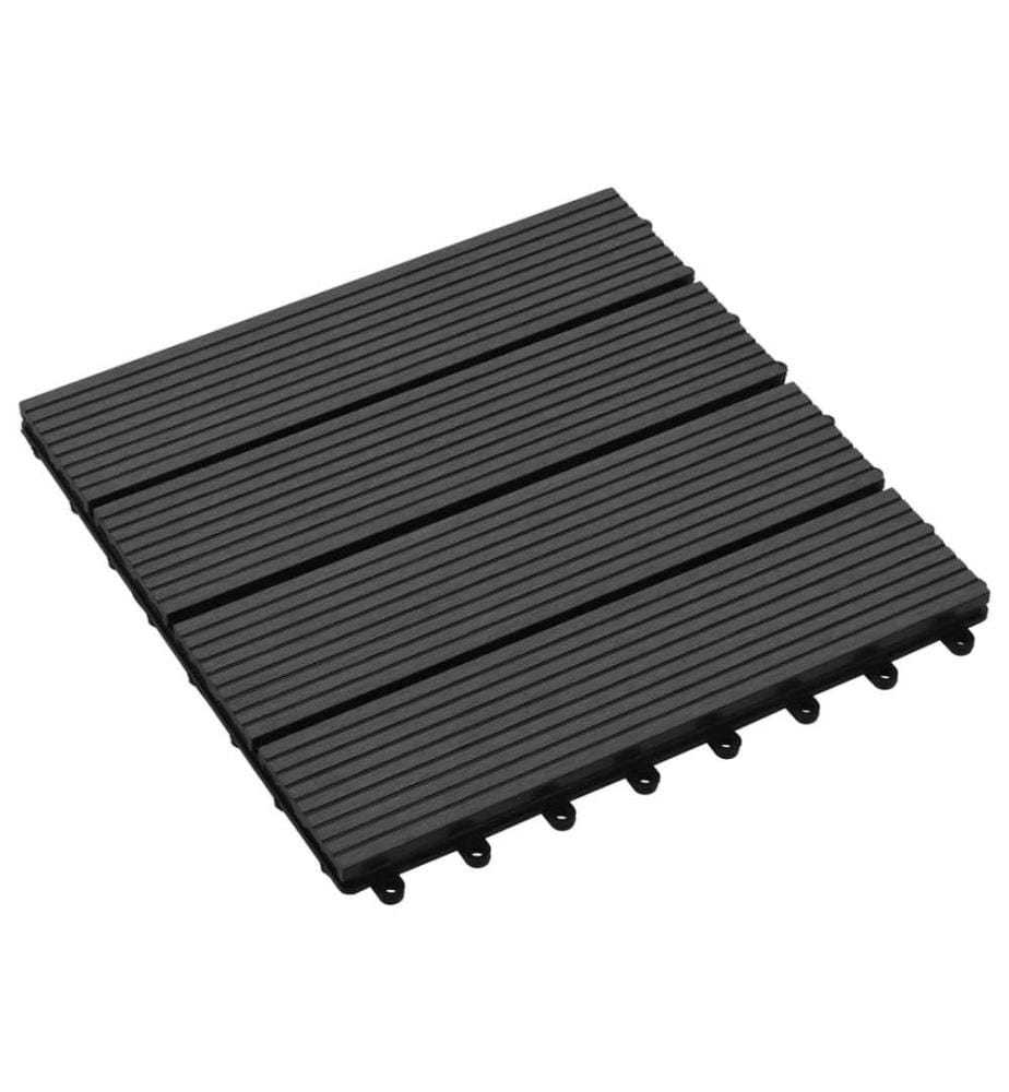 Terrassenfliesen 11 Stück WPC 30 x 30 cm 1 qm Schwarz