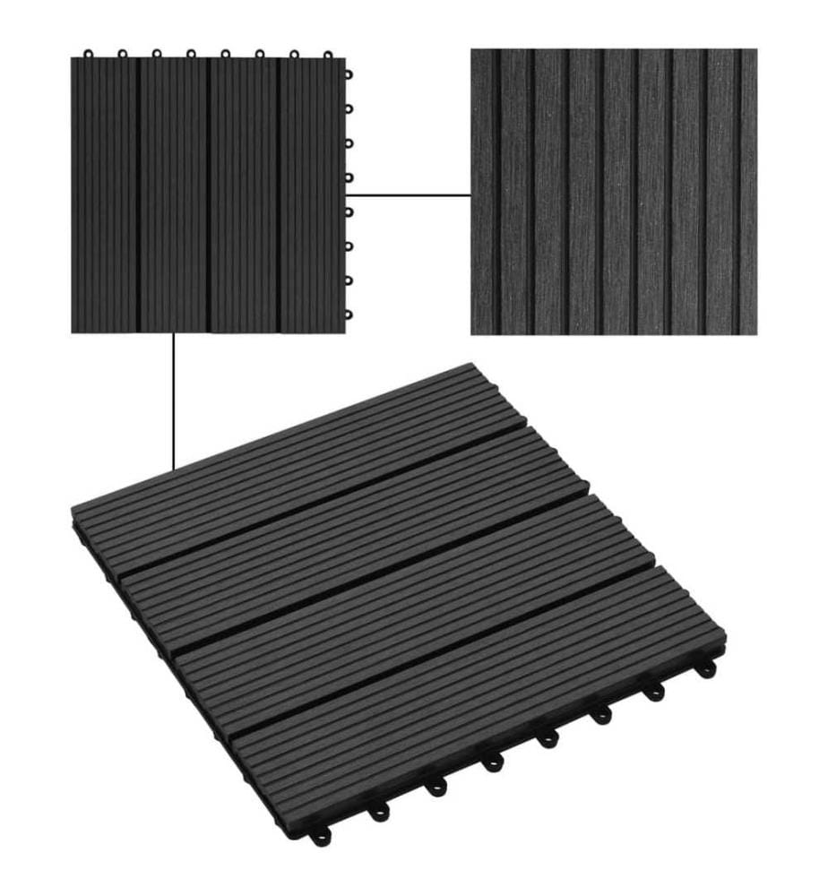 Terrassenfliesen 11 Stück WPC 30 x 30 cm 1 qm Schwarz