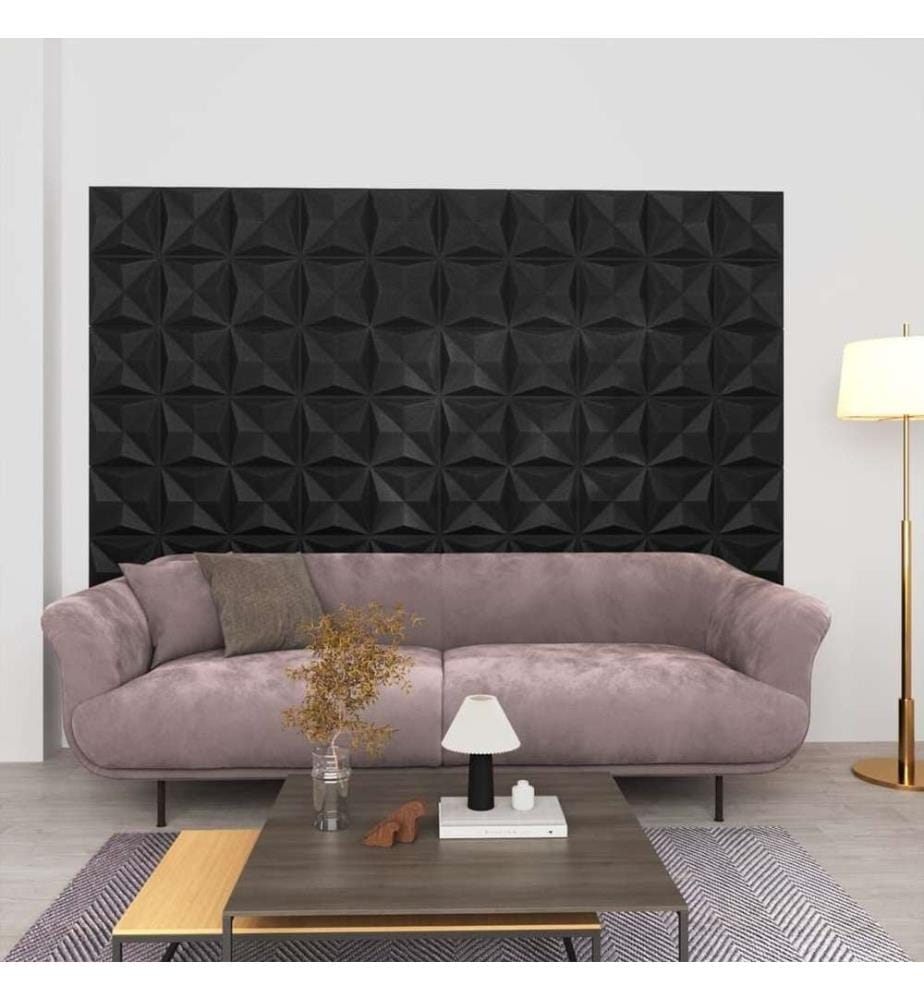 Panneaux muraux 3D 48 pcs 50x50 cm Noir origami 12 m²