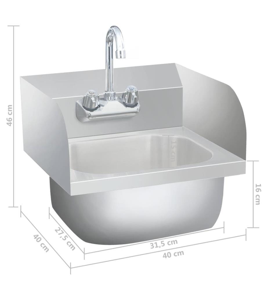 Gastro-Handwaschbecken mit Wasserhahn Edelstahl