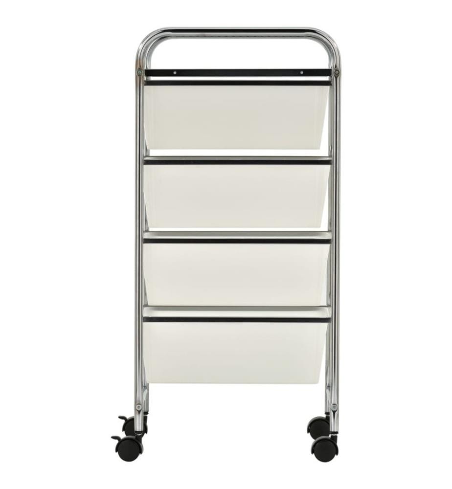 Chariot de rangement mobile à 4 tiroirs Blanc Plastique