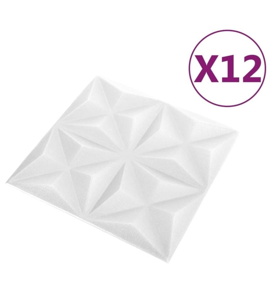 Panneaux muraux 3D 12 pcs 50x50 cm Blanc origami 3 m²