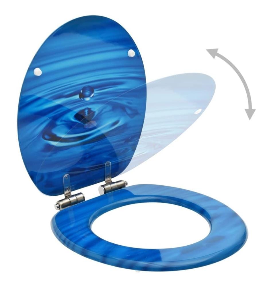 Siège WC avec couvercle à fermeture en douceur MDF Bleu