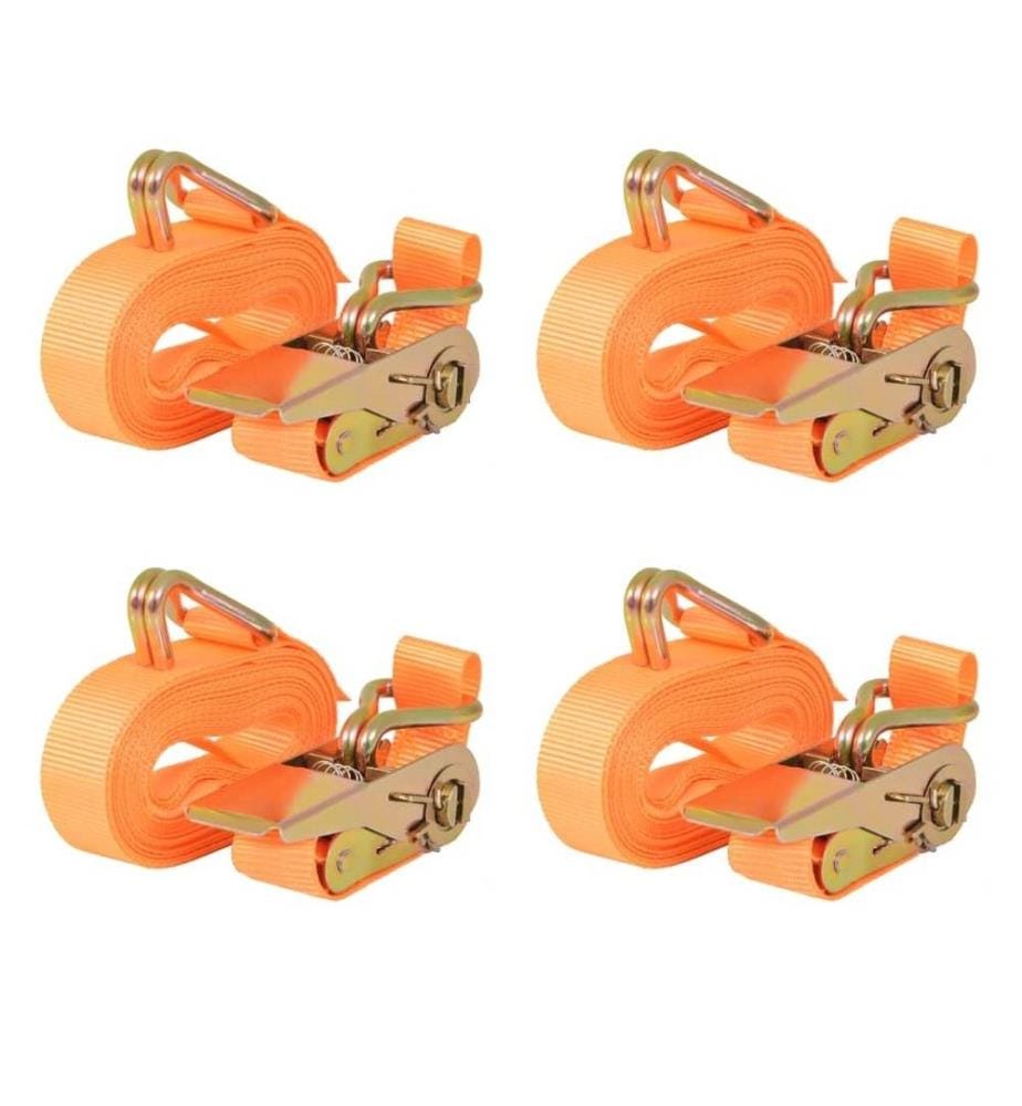 Ratschen-Spanngurte 4 Stk 0,4 Tonnen 6m×25mm Orange