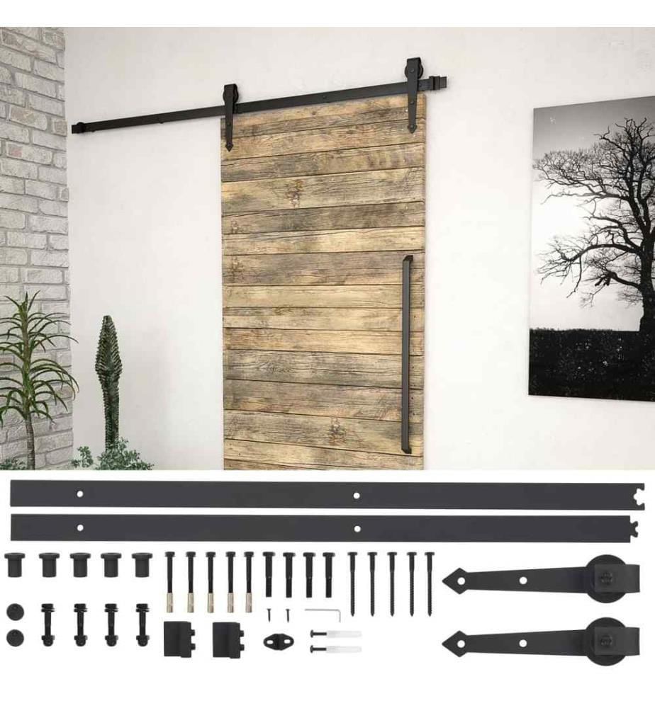 Schiebetür-Beschlagsatz 183 cm Stahl Schwarz