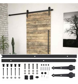 Schiebetürbeschlag-Set 200 cm Stahl Schwarz
