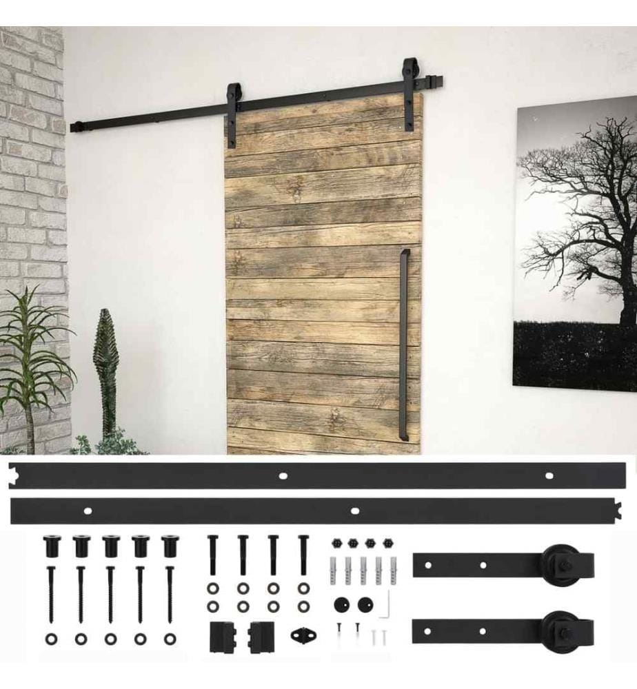 Schiebetürbeschlag-Set 200 cm Stahl Schwarz