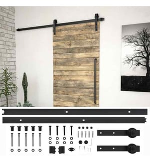 Schiebetürbeschlag-Set 200 cm Stahl Schwarz