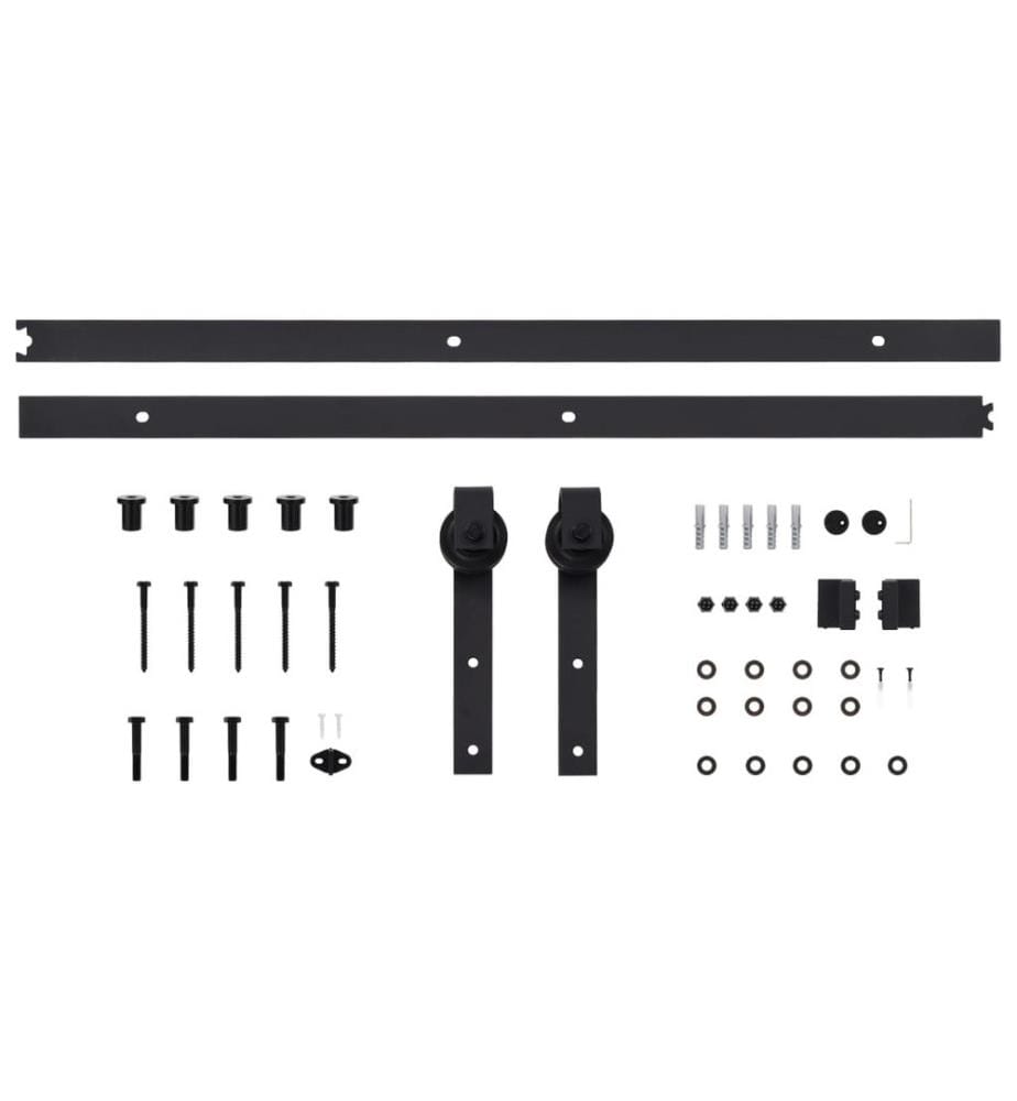 Schiebetürbeschlag-Set 200 cm Stahl Schwarz