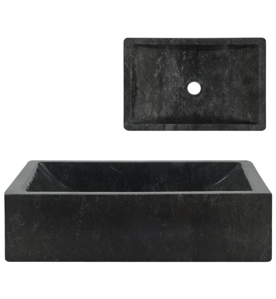Lavabo 45x30x12 cm marbre noir brillant