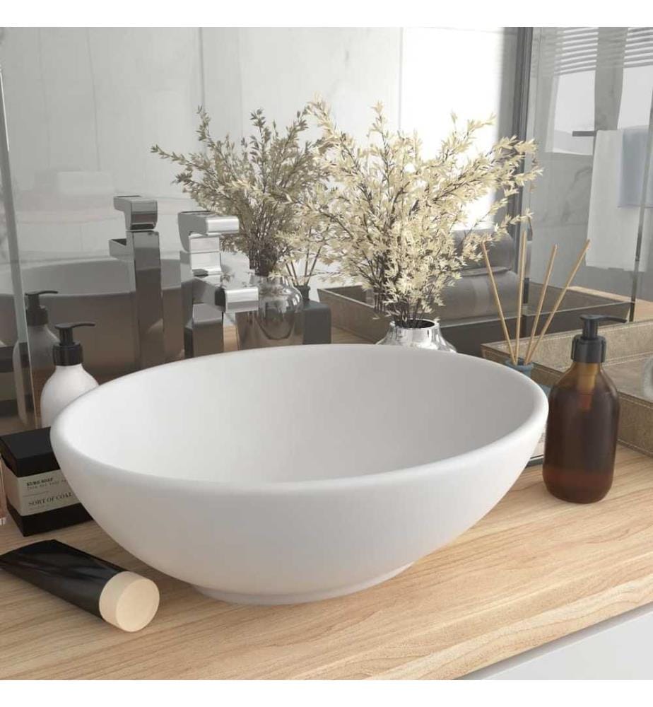 Lavabo ovale de luxe Blanc mat 40x33 cm Céramique