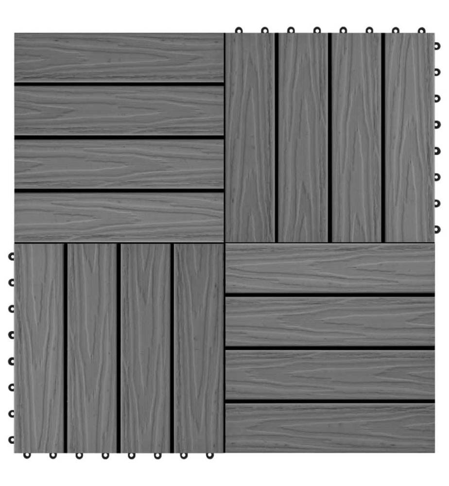 Terrassenfliesen 11 Stk. Tief Geprägt WPC 30x30cm 1 qm Grau