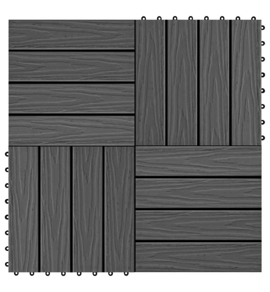 Terrassenfliesen 11 Stk. Tief Geprägt WPC 30x30cm 1 qm Schwarz