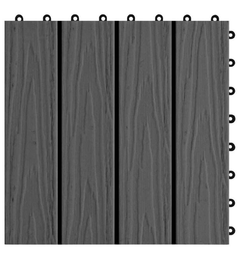 Terrassenfliesen 11 Stk. Tief Geprägt WPC 30x30cm 1 qm Schwarz