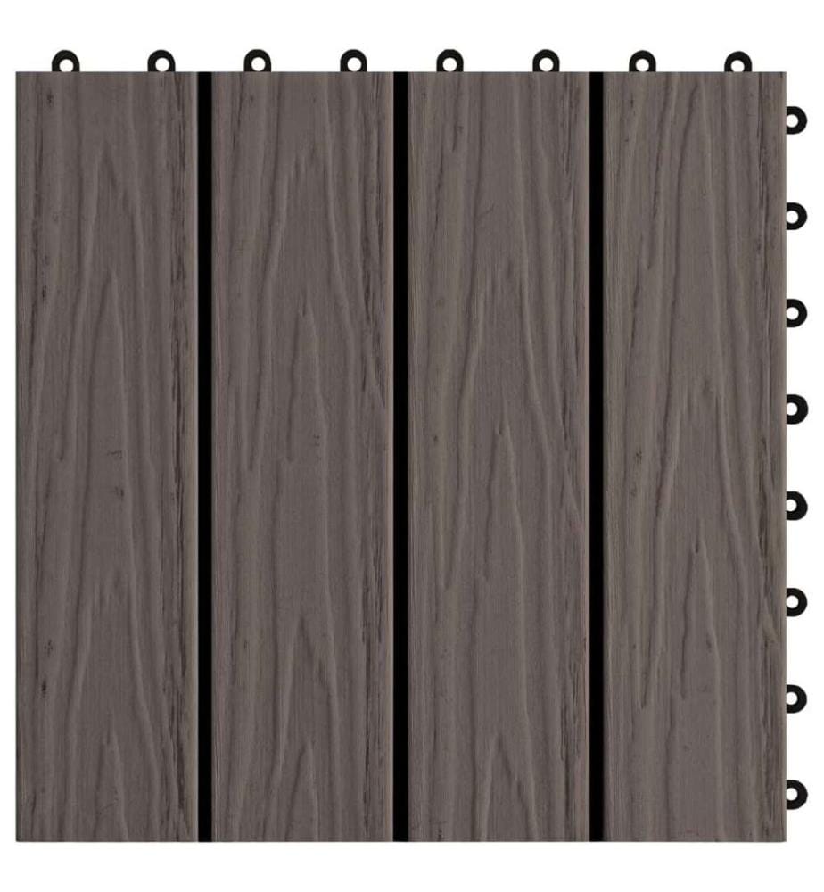 Carreau de terrasse en relief 11 pcs WPC 30x30 cm 1 m² Marron