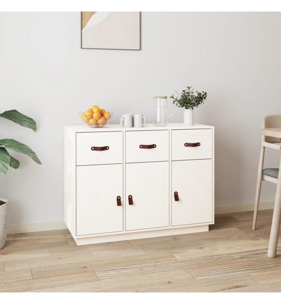 Sideboard Weiss 100x40x75 cm Massivholz Kiefer