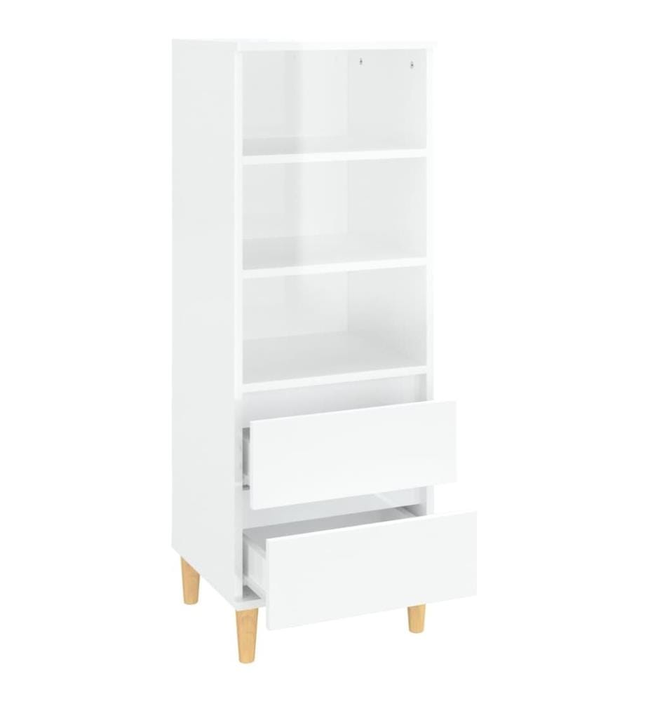 Buffet haut Blanc brillant 40x36x110 cm Bois d'ingénierie