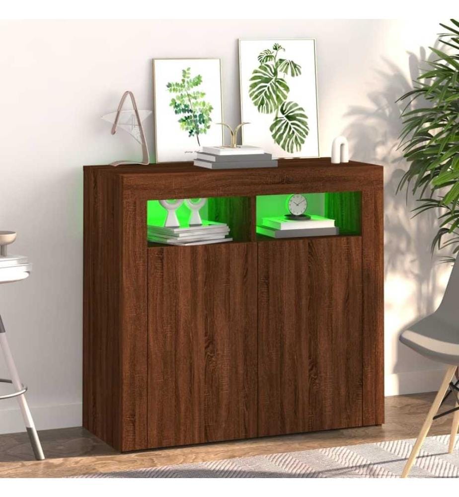 Sideboard mit LED-Beleuchtung Braun Eichen-Optik 80x35x75 cm