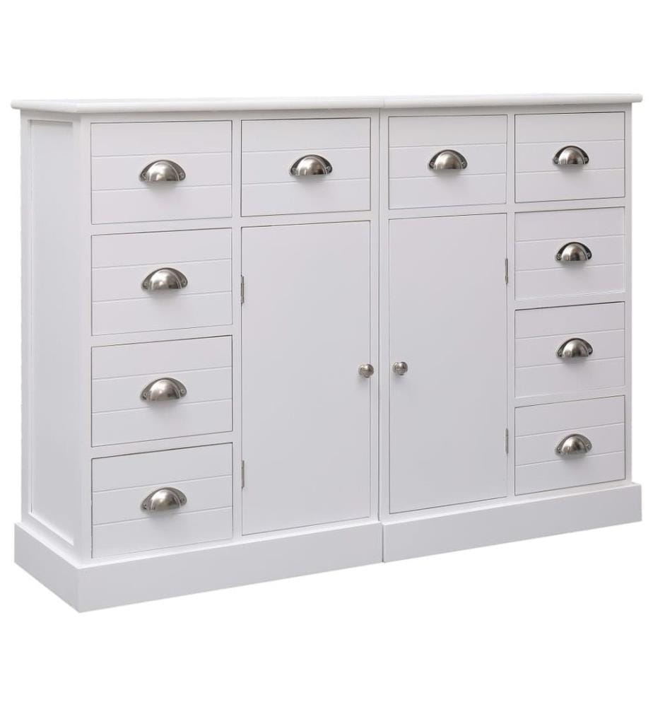 Sideboard mit 10 Schubladen Weiss 113 x 30 x 79 cm Holz