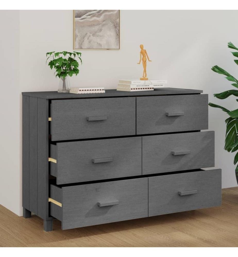 Sideboard HAMAR Dunkelgrau 113x40x80 cm Massivholz Kiefer