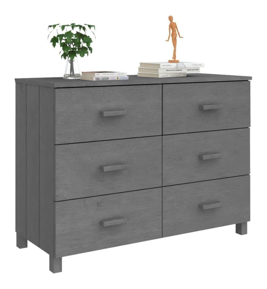 Sideboard HAMAR Dunkelgrau 113x40x80 cm Massivholz Kiefer