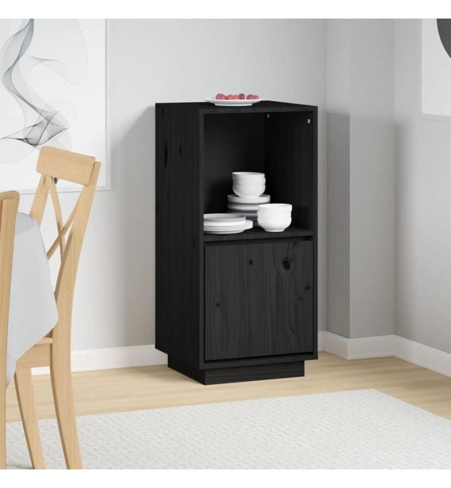 Sideboard Schwarz 38x35x80 cm Massivholz Kiefer