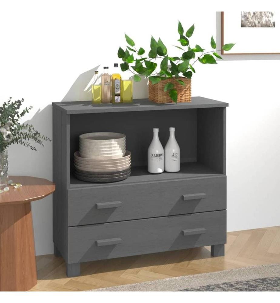 Sideboard HAMAR Dunkelgrau 85x35x80 cm Massivholz Kiefer