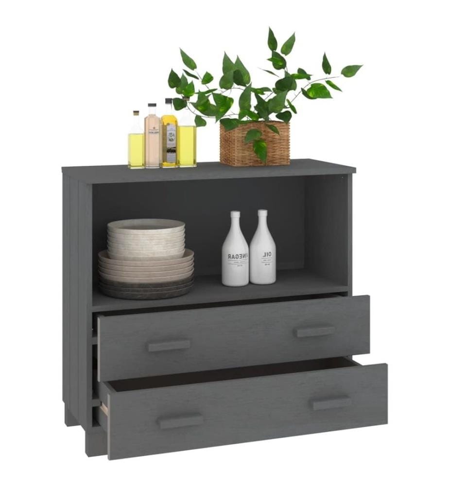 Sideboard HAMAR Dunkelgrau 85x35x80 cm Massivholz Kiefer