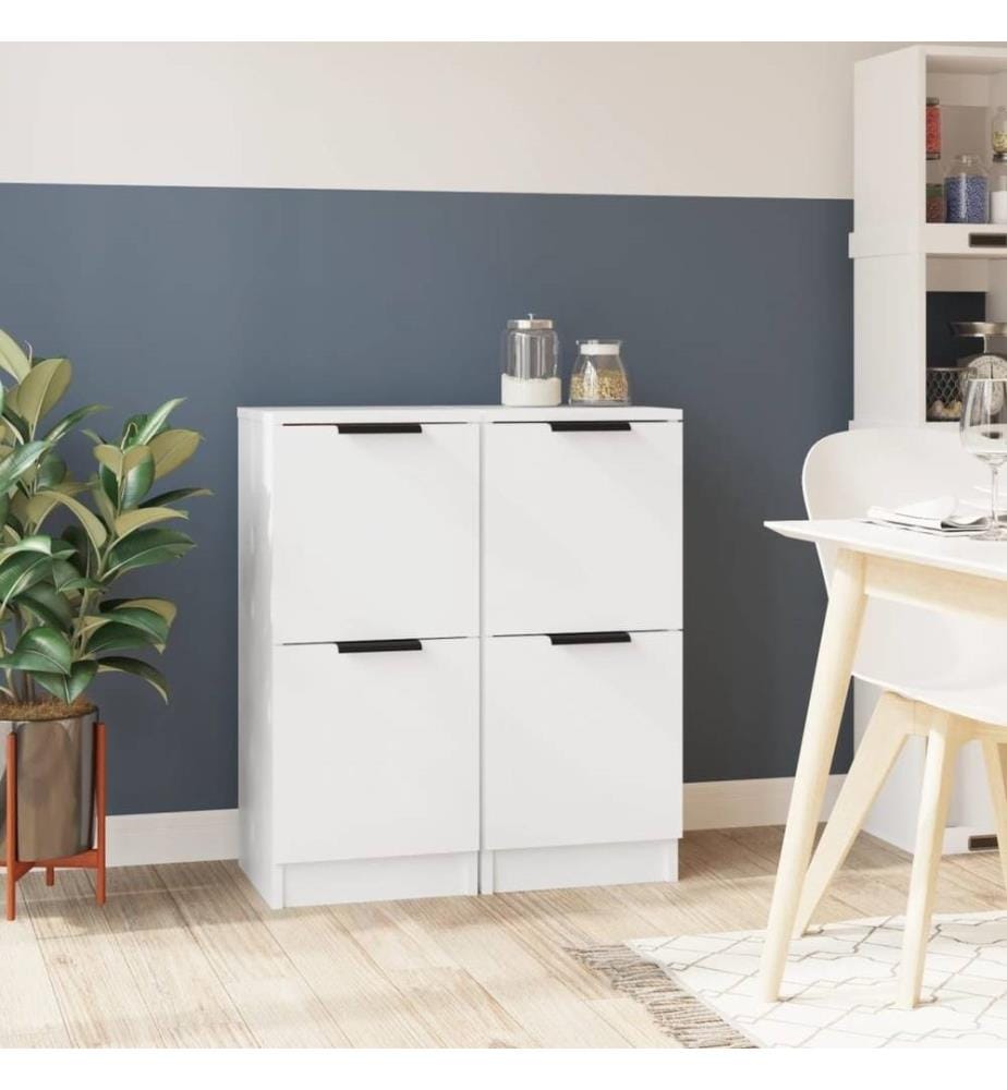 Sideboards 2 Stk. Weiss 30x30x70 cm Holzwerkstoff