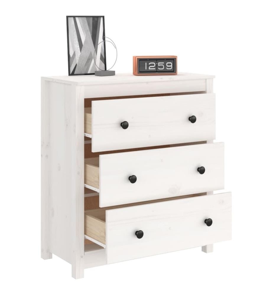 Buffet Blanc 70x35x80 cm Bois massif de pin