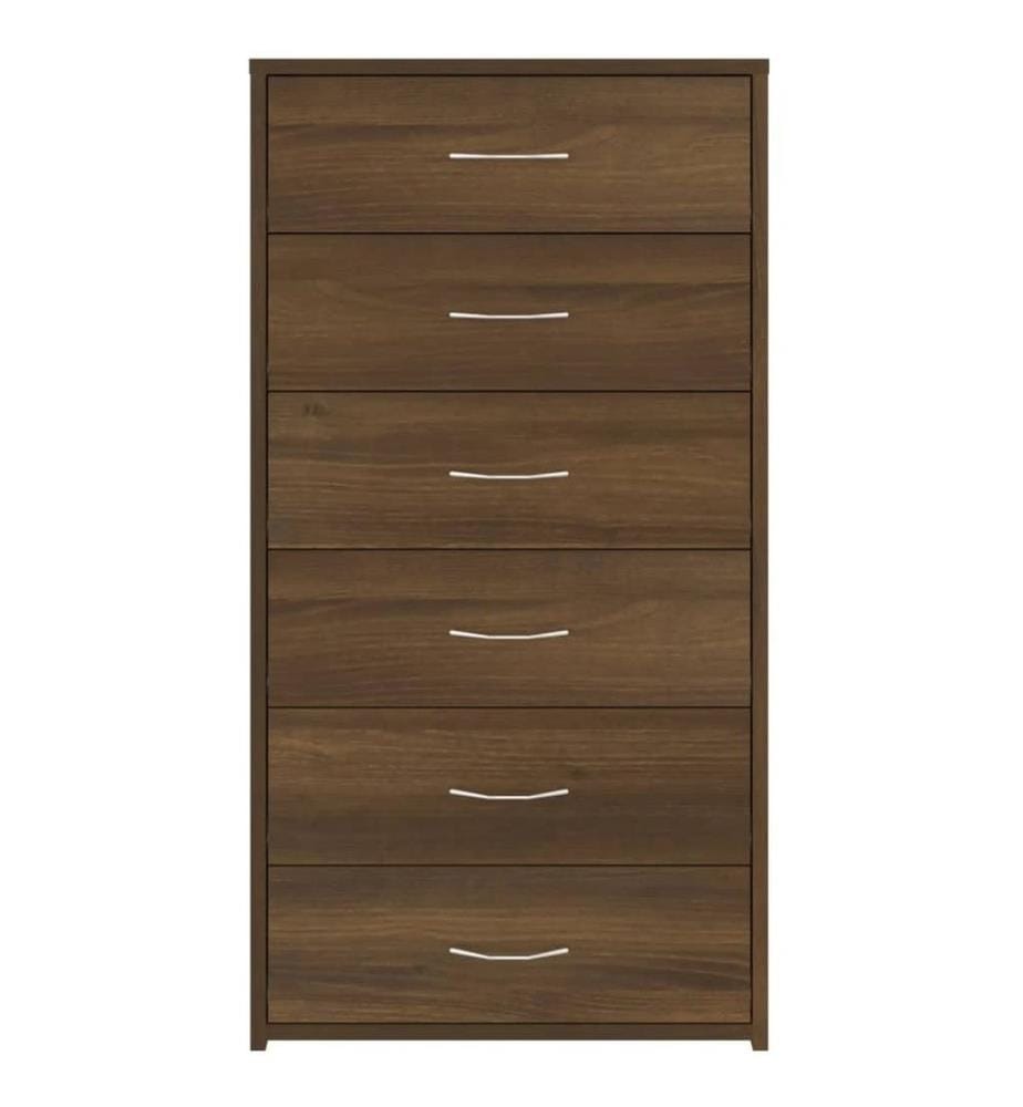 Sideboard mit 6 Schubladen Braun Eiche 50x34x96cm Holzwerkstoff