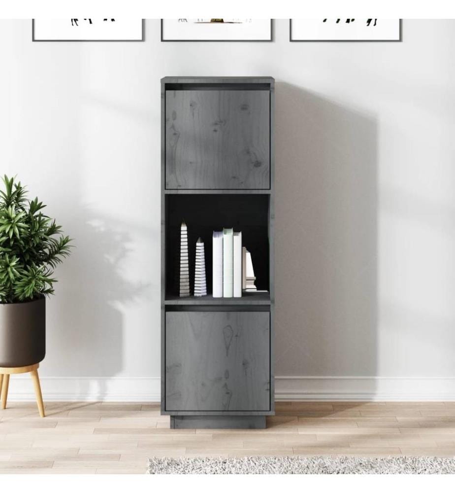 Highboard Grau 38x35x117 cm Massivholz Kiefer
