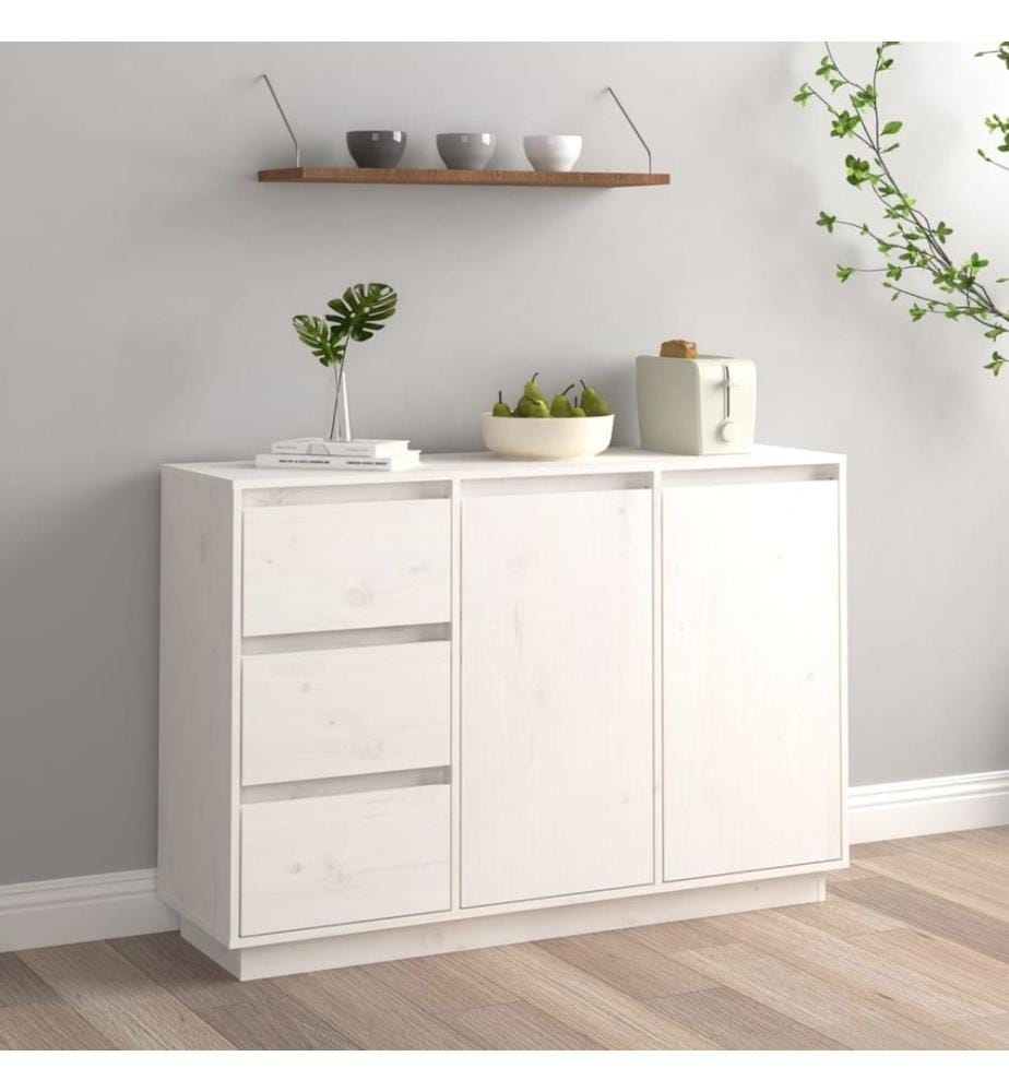 Sideboard Weiss 111x34x75 cm Massivholz Kiefer